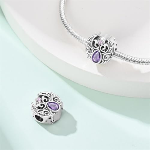 CYCUFF 925 Sterling Silver Charms Suitable for Charm Necklaces, Bracelet Pendants Beads Jewellery Gift for Women - color: Romantic Classical Moonlight Beads