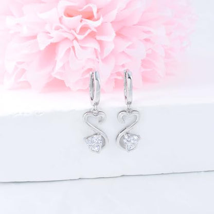 Heart Earrings for Women Girls-Sterling Silver Heart Dangle Hoop Earrings with Charm Love Huggie Hoop Earrings Hypoallergenic Delicate Jewelry Gifts for Women Girls Birthday - color: Open Heart Earrings