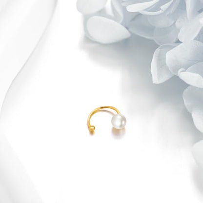 KECHO 14K Gold Ear Cuff Earrings Hypoallergenic Non Piercing Cartilage Earring Jewelry Gifts for Women - style: Pearl
