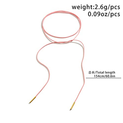 Bethynas Gothic Bow-knot Velvet Choker Necklace Sexy Long Wrap Rope Collar Tie Neck Chain with Silver Gold Pendant Boho Party Neck Accessories for Women - color: Pink