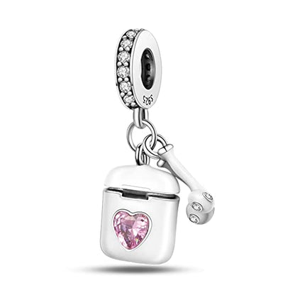 Pandach 925 Sterling Silver Charms for Bracelets and Necklaces Travel Round The World Beads Charms Relaxation Dangle Pendant,Jewelry Beads Gifts for Women - style: A- Headphones Charm
