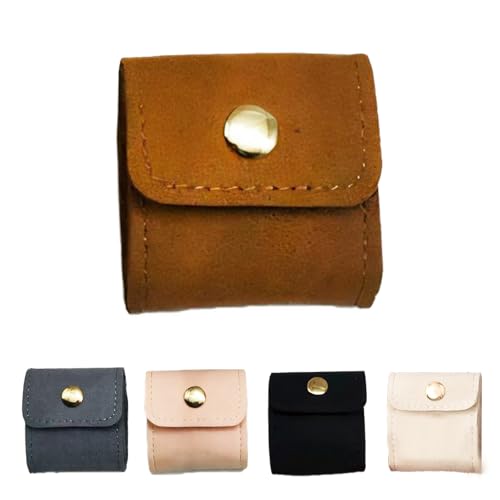 Mini Travel Jewelry Bag, Mini Travel Jewelry Roll Bag with Buckle, Jewelry Rolls (light brown) - color: light brown-1PCS