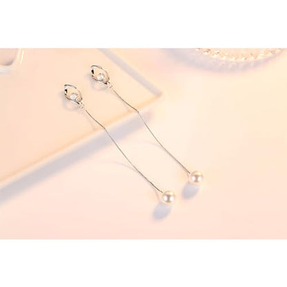 925 Sterling Silver Dangle Earrings with Charms Heart, Water drop, Moon, Star Long Drop Earring for Women Jewelry Gifts Hypoallergenic - color: waterdrop+pearl