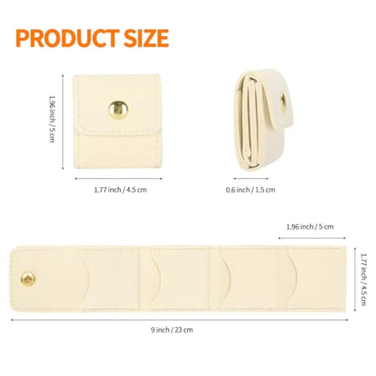 KUKUVR Mini Travel Jewelry Organizer Bag (Beige) | Foldable 4 Compartment, Gym Jewelry Holder Case, Ring Earring Necklace Storage Roll Pouch, Gift for Women - color: Beige