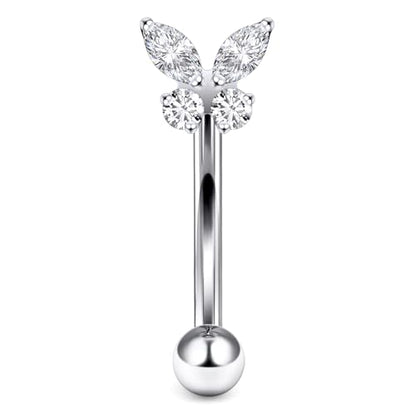 16G Astm F136 Titanium Eyebrow Piercing Jewelry Curved Barbell Eyebrow Ring Vertical Labret Lip Jewelry Daith Rook Earrings Navel Small Belly Button Ring Piercing Jewelry for Women Men CZ - style: 16G, 8MM Length-A