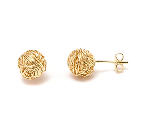Gold Love Knot Earrings for Women & Girls | Barzel 18K Gold Plated Woven Love Knot Stud Earrings 10mm For Women - Made In Brazil