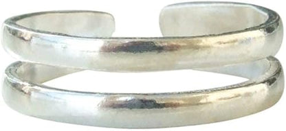For Women's Gift Solid Metal Adjustable Dainty Double Band Toe Ring 925 Sterling Silver