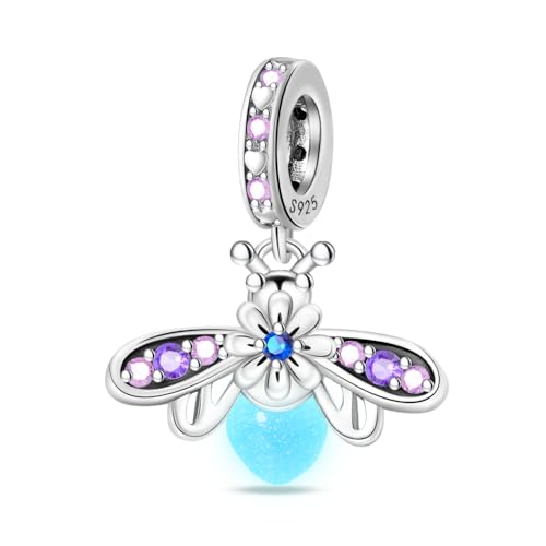 Pandach Animal Charm Bead fits Charms Bracelets for Woman-925 Sterling Silver Dangle Pendant Bead,Jewelry Beads Gifts for Women Bracelet&Necklace - style: Purple Firefly Pendant