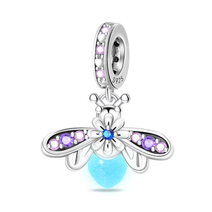 Pandach Animal Charm Bead fits Charms Bracelets for Woman-925 Sterling Silver Dangle Pendant Bead,Jewelry Beads Gifts for Women Bracelet&Necklace - style: Purple Firefly Pendant