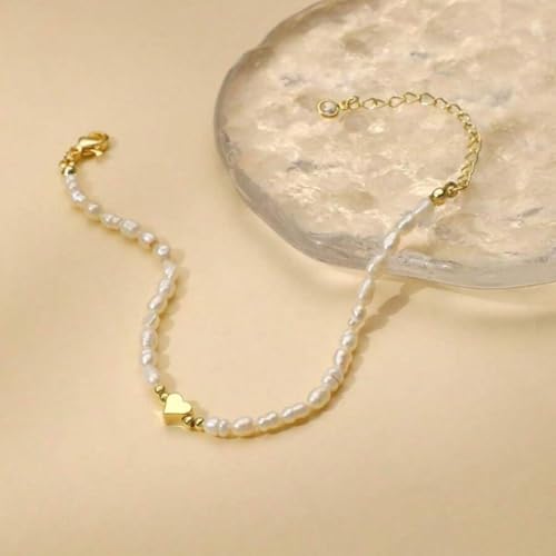 Pearl Bracelets for Women Dainty Gold Pearl Stretch Stackable Bracelet Bridesmaid Wedding Jewelry Gifts Prom Wedding Guest Dress - color: F:Gold Heart Bracelet