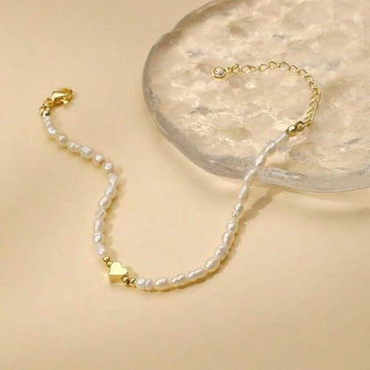 Pearl Bracelets for Women Dainty Gold Pearl Stretch Stackable Bracelet Bridesmaid Wedding Jewelry Gifts Prom Wedding Guest Dress - color: F:Gold Heart Bracelet