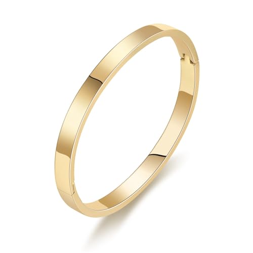 PDWZNBA 18K Gold-Plated Love Friendship Bracelets Trendy Stainless Steel Bangle Jewelry Gifts for Women - style: Glossy-Gold