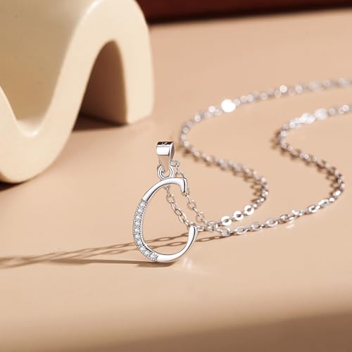 VIKI LYNN Dainty Initial Letter Pendant Necklace for Women | Cubic Zirconia Initial Jewelry, Personalized Letter Necklace, Dainty Women Jewelry, Birthday Gift Idea for Her, Mom and Wife - color: Silver, style: Silver-C