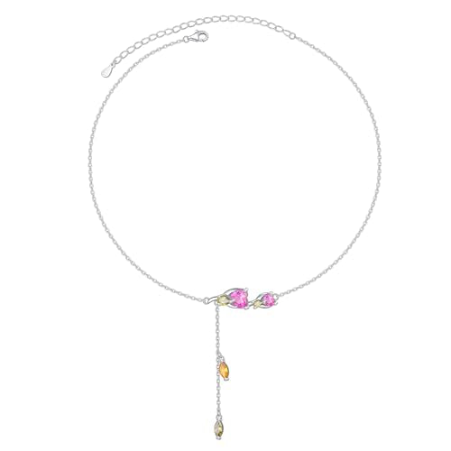 Ladytree S925 Sterling Silver Dainty Simple Choker Necklace,Rolo Chain,Adjustable 13 inches to 16 inches - style: 15_Rose Choker