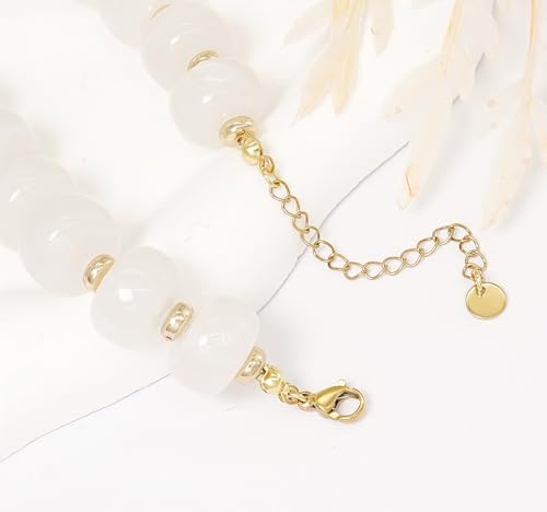Beaded Bracelets Multicolor Acrylic Resin Beads Bracelet for Women - color: White