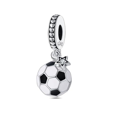 LNQOBU 925 Sterling Silver Charms for Bracelets Dangle Pendant fit Pandora Bracelets or Necklaces Jewelry Woman Gift Beads Charm (With one Spacer Beads) - style: Football Charm Pendant