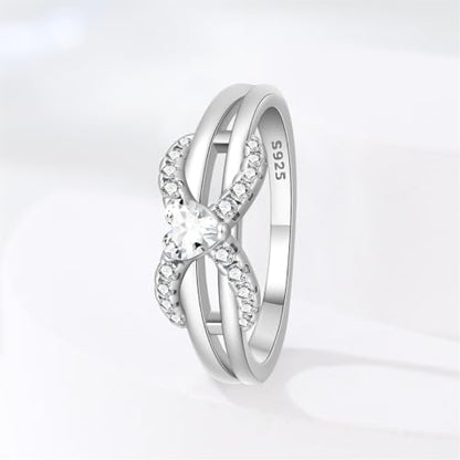 KUNSIR 925 Sterling Silver Rings Classic Cubic Zirconia Eternity Promise Statement Anniversary Wedding Bands Engagement Rings for Women Infinity Forever Love Ring Size 7-9 - style: Luxury Infinity Ring