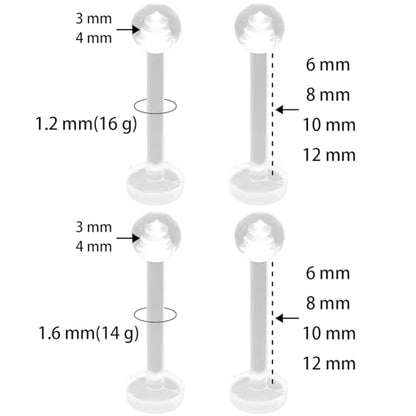 Clear Lip Piercings Set for Women Men Acrylic Nose Retainers Helix Tongue Rings Jewelry Earrings Studs Labret Piercing Para La Nariz 10 Pcs - size: 1.2*12+3