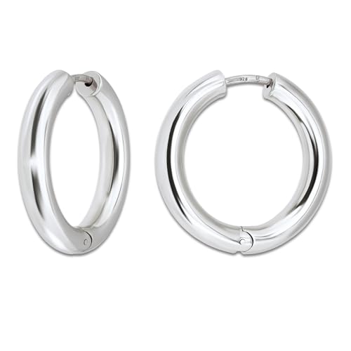 18K Gold Plated Sterling Silver Earrings for Women – Pure & Polished, Twist, Square, Hinged Tube, Abstract & Heart Shape Hoops – Lightweight, Hypoallergenic, Non-Tarnish Jewelry (Sizes: 3x35mm-46x30mm) - color: Silver, size: Hinged Tube (5x30mm)
