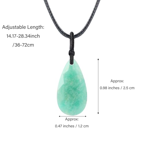 Teardrop Gemstone Necklaces for Women, Healing Crystal Pendant Necklace Birthstone Jewelry for Women - color: Amazonite- faceted