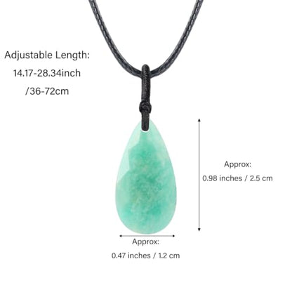 Teardrop Gemstone Necklaces for Women, Healing Crystal Pendant Necklace Birthstone Jewelry for Women - color: Amazonite- faceted