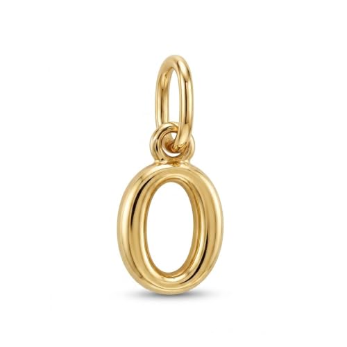 Gold Puffed Initial Letter Charm - 10 Karat Gold - 3D Bubble Letter Pendant - style: Letter o