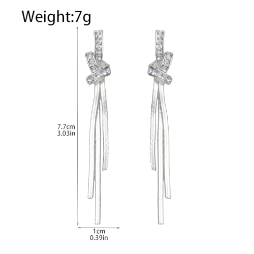 Gold Long Dangle Drop Earrings for Woman,Punk Sleek Metal Chain Tassel Earrings 70s/80s Disco Outfits Accessories Jewelry - color: 6:Silver