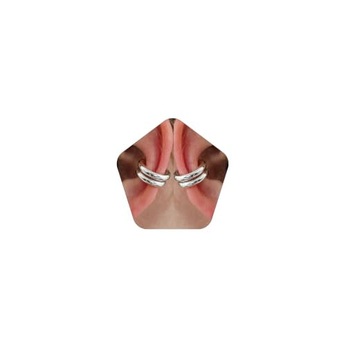Chunky Ear Cuff Earrings, Asymmetric No Piercing Earring for Women Dainty Clip on Cartilage Ear Cuffs Fake Earrings Jewelry - color: A4-2Pair C-Shape Silver