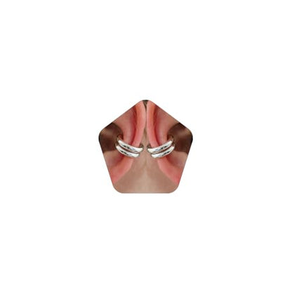 Chunky Ear Cuff Earrings, Asymmetric No Piercing Earring for Women Dainty Clip on Cartilage Ear Cuffs Fake Earrings Jewelry - color: A4-2Pair C-Shape Silver