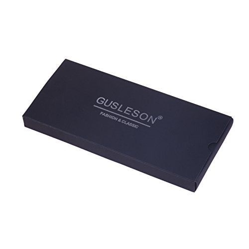 GUSLESON 2.4" Slim Necktie and Handkerchief Set For Men Solid Skinny Tie Set - color: Blue