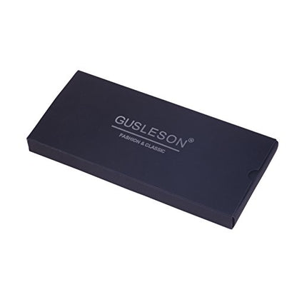 GUSLESON 2.4" Slim Necktie and Handkerchief Set For Men Solid Skinny Tie Set - color: Blue