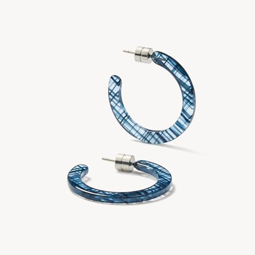 Circle Hoop Earrings Acetate Resin Fashion Jewelry for Women - color: Chambray, size: Mini