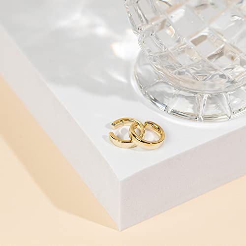 PAVOI 14K Gold Plated 925 Sterling Silver Round Huggie Ear Cuff Earrings for Women | Clip On Cartilage Cuff Earrings - style: Wide