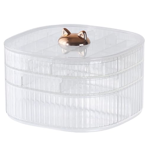 HALAFE Jewelry Box, 3-Layer Acrylic Jewelry Organizer with Cat Shape Handle, Clear Jewelry Boxes for Women Girls, Make up Organizer, Jewelry Storage Holder (Clear, Cat) - color: Clear (Cat)