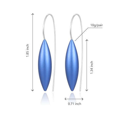 Oval Drop Earrings for Women, Long Thread Dangle Earrings, Colorful lightweight aluminum alloy, Suitable for Jewelry Gifts and Valentine's Day - color: Blue