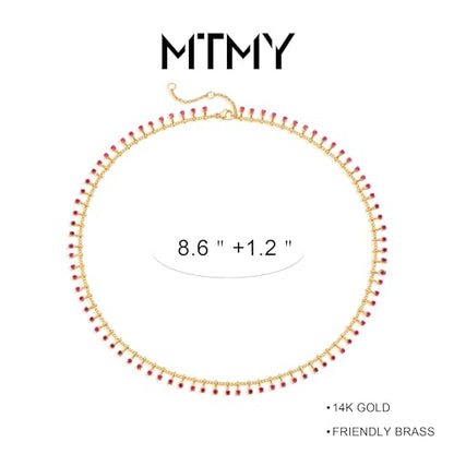 Gold Anklets for Women 14K Gold Plated Tiny Bead Anklet Colorful Tassel Foot Chain Dainty Adjustable Cute Summer Beach Boho Anklets Jewelry Gift - color: nano rose