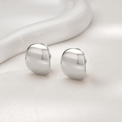 MUYAN Dainty Chunky Clip On Earrings for Women Multiple Styles Gold Silver Retro Clip Earrings - color: Silver