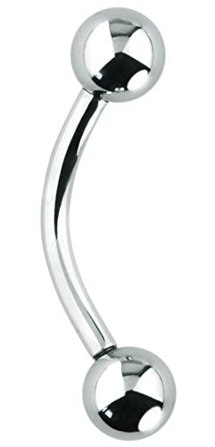 Forbidden Body Jewelry Curved Barbell Piercing Jewelry - 00GA-16GA Silver Eyebrow Piercing - Surgical Steel Snake Eye Frog Eyes Tongue Rings & Belly Rings for Women (6/14mm Bar, 3/12mm Balls) - style: 14GA, 12mm Length, 5mm Balls