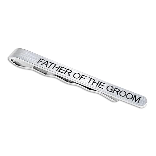 LADY & HOME Tie Clips for Men, Stainless Steel Tie Bars Gifts for Groom, Groomsmen, Father of Groom, Father of Bride, Brother of Bride - style: F:FATHER OF THE GROOM
