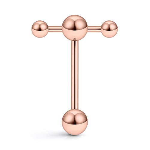 Prjndjw Jewelry, 5/8in(16mm) L, 14G Tongue Piercing Barbells Multicolor Surgical Stainless Steel Long Nipple Piercing Barbells Body Jewelry for Women - color: Rose Gold