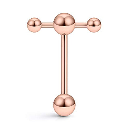 Prjndjw Jewelry, 5/8in(16mm) L, 14G Tongue Piercing Barbells Multicolor Surgical Stainless Steel Long Nipple Piercing Barbells Body Jewelry for Women - color: Rose Gold