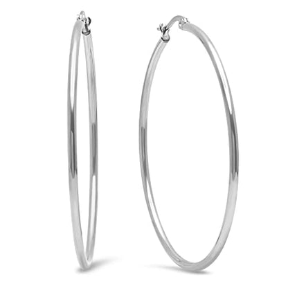 Amazon Essentials Stainless Steel Rounded Tube Hoop Earrings (50mm), (previously Amazon Collection) - color: Stainless Steel, size: 51 mm