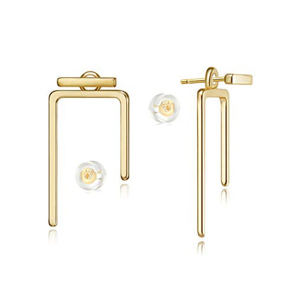 LOYATA Spike Earrings Gold Huggie Hoop Diamond Cubic Zirconia 14K Gold Plated Dainty Small Simple Hypoallergenic Geometric Jewelry Gift for Women - color: Thread