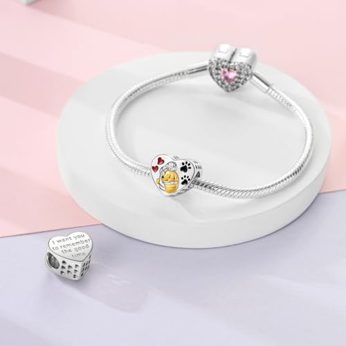 NARMO 925 Sterling Silver Charm Bead for Bracelets Silver Charms for Women - color: Love Dog