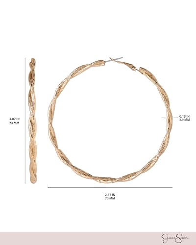 Jessica Simpson Womens Hoop Earrings - Silver-Tone or Gold-Tone Hoop | Earrings for Women - color: Gold Twist