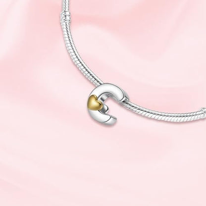 A~Z Alphabet Charm Letter Beads 925 Sterling Silver with Heart-shaped 5A Cubic Zircon Stones fits Pandora European Bracelets Necklace Jewelry Gift for Women - style: C Letter Charms