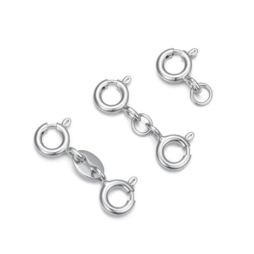 925 Sterling Silver Lobster Clasp for DIY Necklace Bracelet Jewelry Making, Double Spring Clasp with Closed Jump Rings, Necklace Extender Clasp Connector Bracelet Extension (Style 1) - style: Style 1