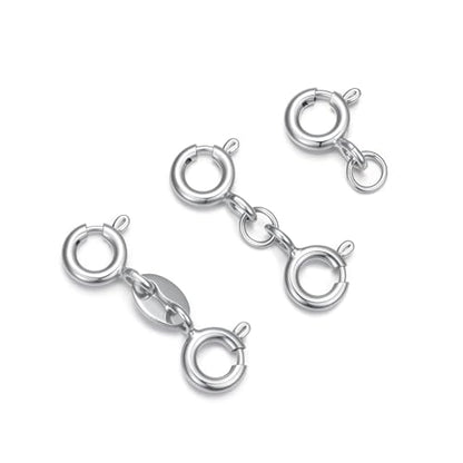 925 Sterling Silver Lobster Clasp for DIY Necklace Bracelet Jewelry Making, Double Spring Clasp with Closed Jump Rings, Necklace Extender Clasp Connector Bracelet Extension (Style 1) - style: Style 1