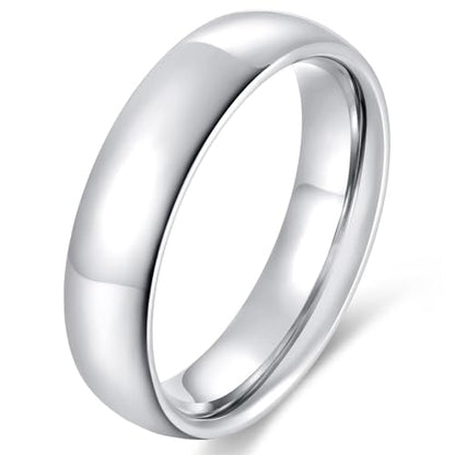 4mm 6mm Stainless Steel Ring Plain Dome High Polished Wedding Band Comfort Fit Size 4-12 - color: Silver-6mm, size: 5.5