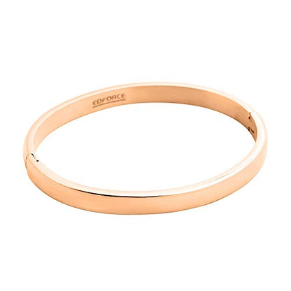 Women's Stackable Bangle Bracelet Hinged Oval-Shape - color: Rose Gold, size: Medium 6.75"Inches